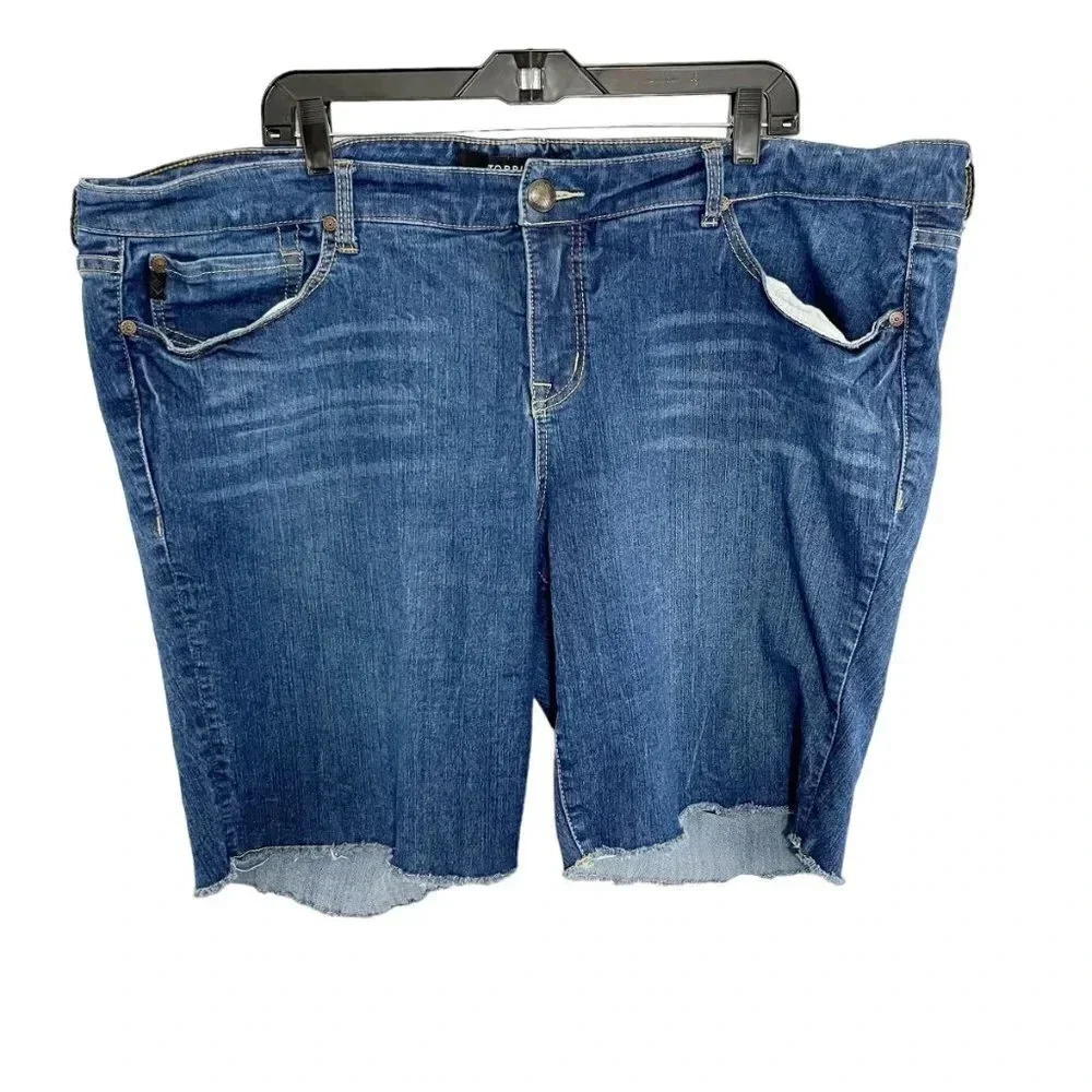 Torrid High Rise Cut Off Bermuda Jean Shorts Women's Plus Size 26